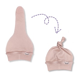 Шапочка с узелком. Интерлок в рубчик Пенье (100% хлопок)