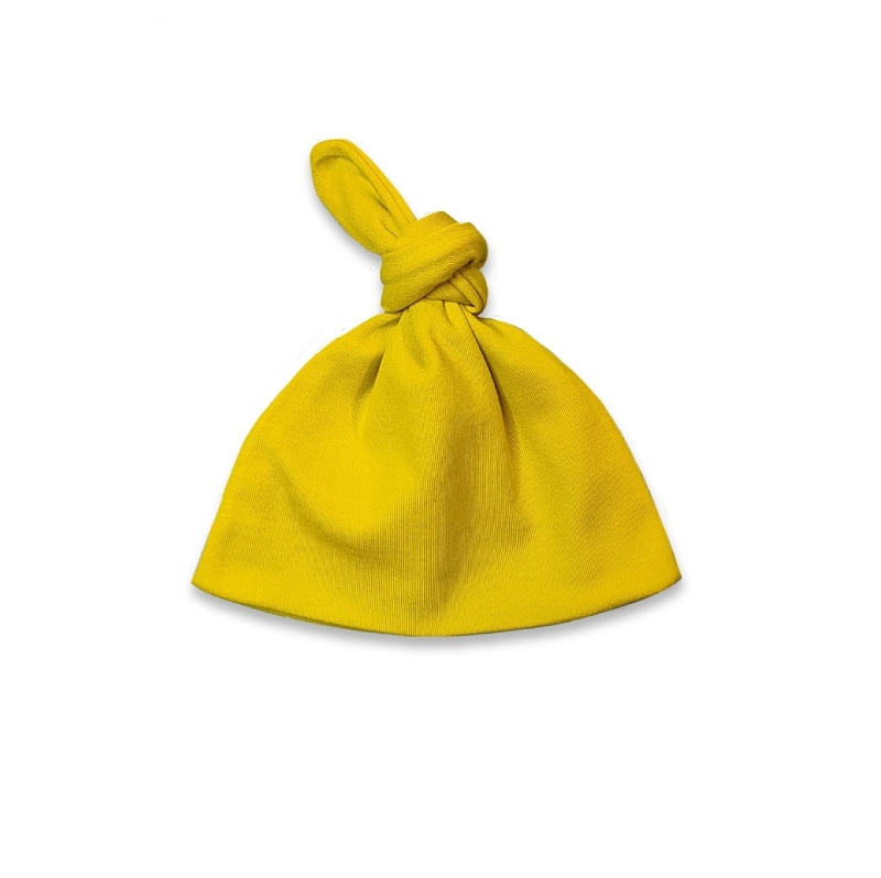 Шапочка с узелком. Интерлок Пенье (100% хлопок), Арт. Ш2ИП_Желтый