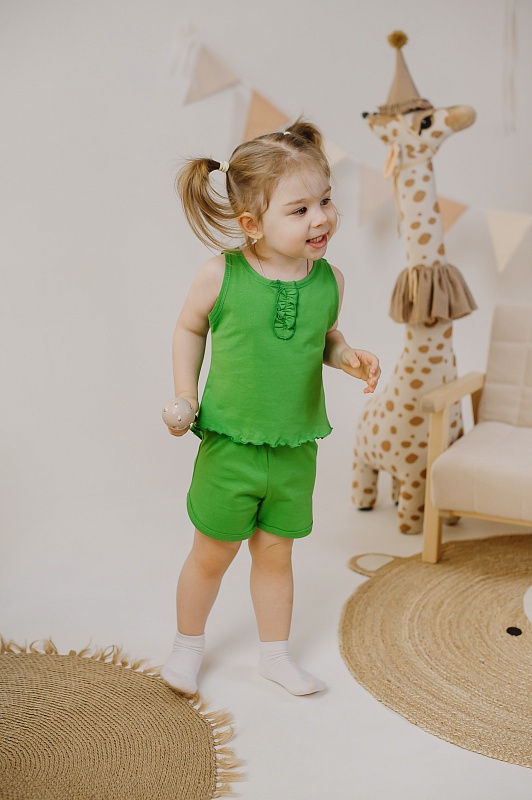 Майка для девочек (жабо). Кулирка (100% хлопок), Арт. МДЖКг