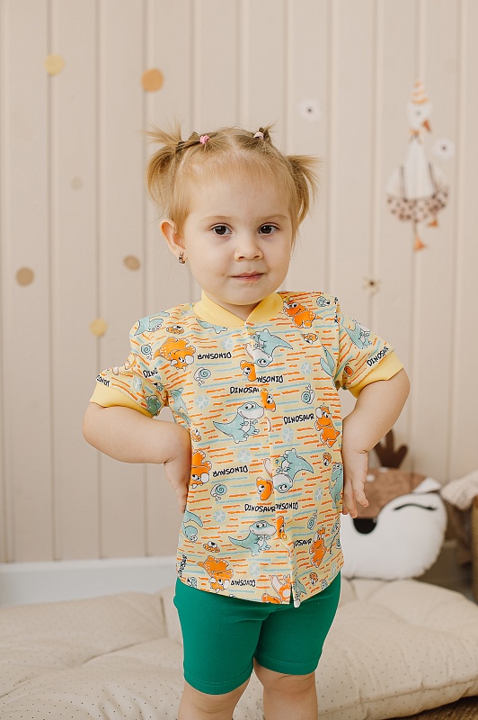 Кофта (короткие рукава, манжеты, кнопки). Кулирка (100% хлопок), Арт. КККМКп