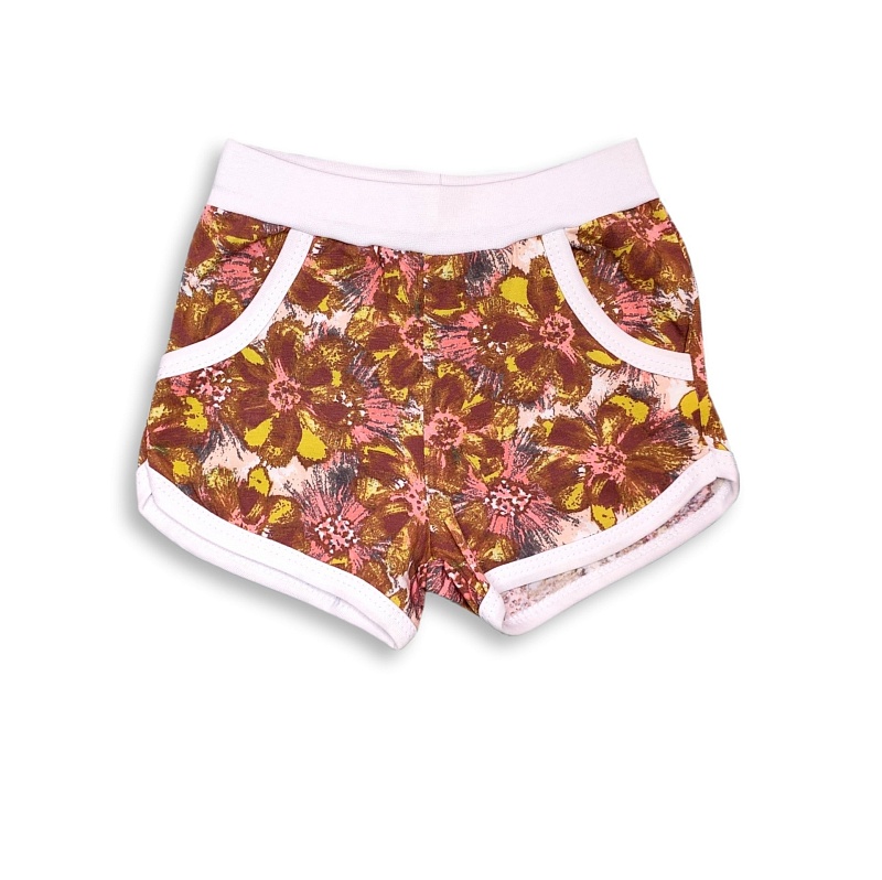 Шорты для девочек (карманы). Кулирка (95% хлопок, 5% лайкра), Арт. ШДККнЛ_Цветы