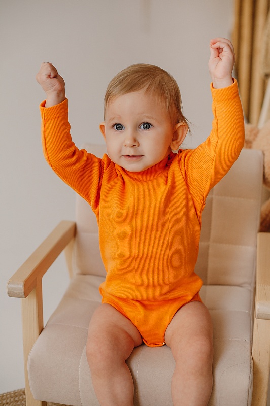 Боди-водолазка. Кашкорсе с начесом (95% хлопок, 5% лайкра), Арт. ВБКн_Оранжевый