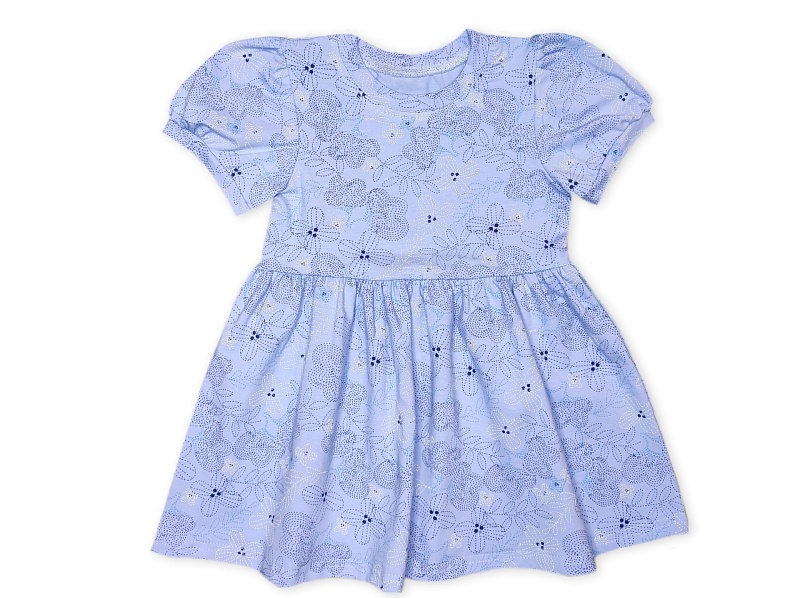 Платье (короткие рукава). Кулирка (95% хлопок, 5% лайкра), Арт. Пл27Кл_Цветы_на_голубом
