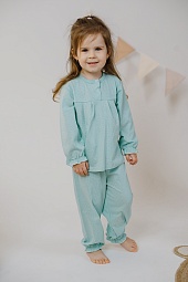 Пижама с кокеткой для девочек (кнопки). Ткань - Кулирная гладь (100% хлопок).