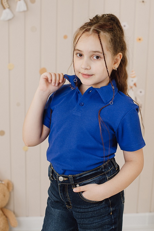 Футболка-поло. Пике (100% хлопок), Арт. ФПКП_Синий