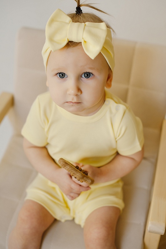 Повязка малая с бантом для девочек. Интерлок Пенье (100% хлопок), Арт. ПмБИП