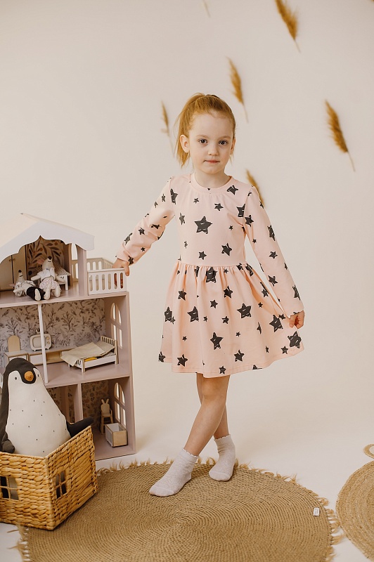 Платье (отрезная талия, длинные рукава). Кулирка (95% хлопок, 5% лайкра), Арт. Пл37Кл