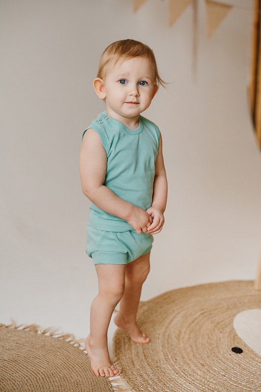 Майка (кнопки). Рибана (100% хлопок), Арт. МКРг_Мятный