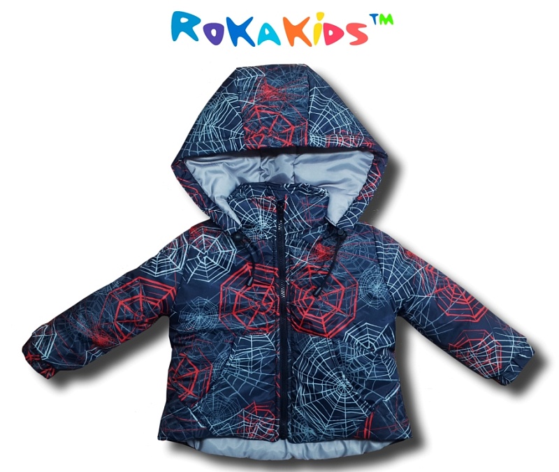 Куртка утепленная для мальчика (красная паутина). Ткань - Dewspo 240 T Milky Принт (100% полиэстер), Арт. 2ПСМ(кп)
