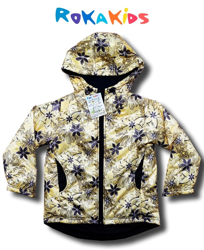 Куртка демисезонная для девочки (Цветы на желтом). Ткань - Dewspo 240 T Milky Принт (100% полиэстер), Арт. 2ПС12-3