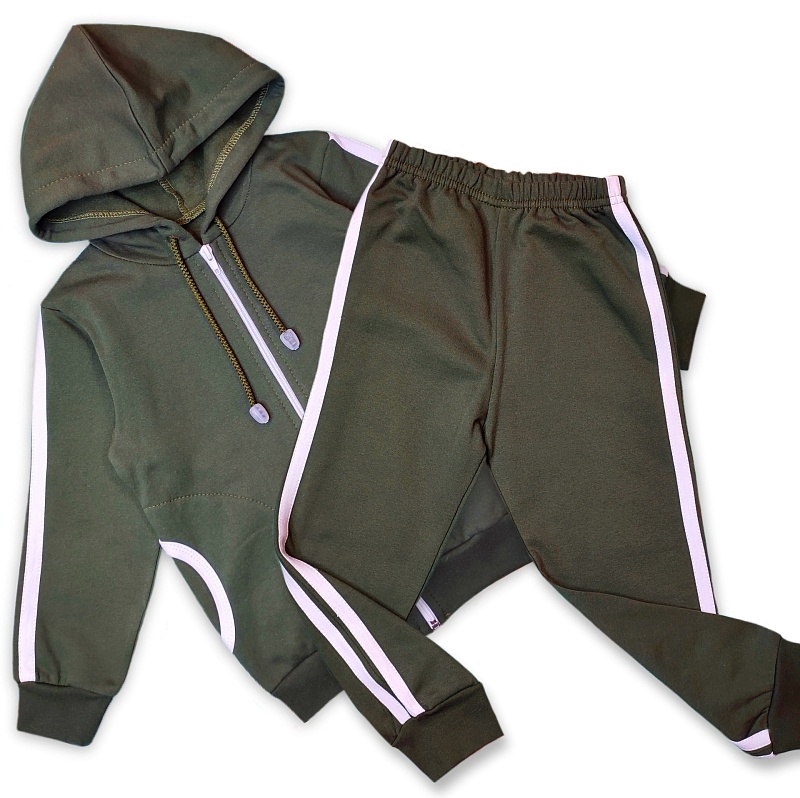 Костюм (джемпер на молнии и брюки). Футер с начёсом (100% хлопок), Арт. К22Фг_Хаки