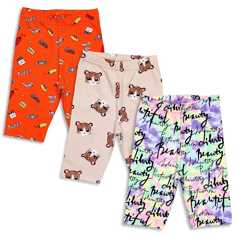 Бриджи для девочек. Кулирка (95% хлопок, 5% лайкра), Арт. Б1КнЛ_Оранж_sweet